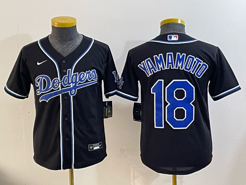 Youth Nike 2026 Los Angeles Dodgers #18 Yamamoto Black Game MLB Jersey 074